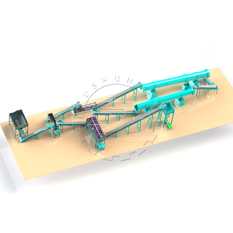 Productielijn voor pellets van organische afvalmest met een gewicht van 2400 kg met een capaciteit van 1-8 t/h